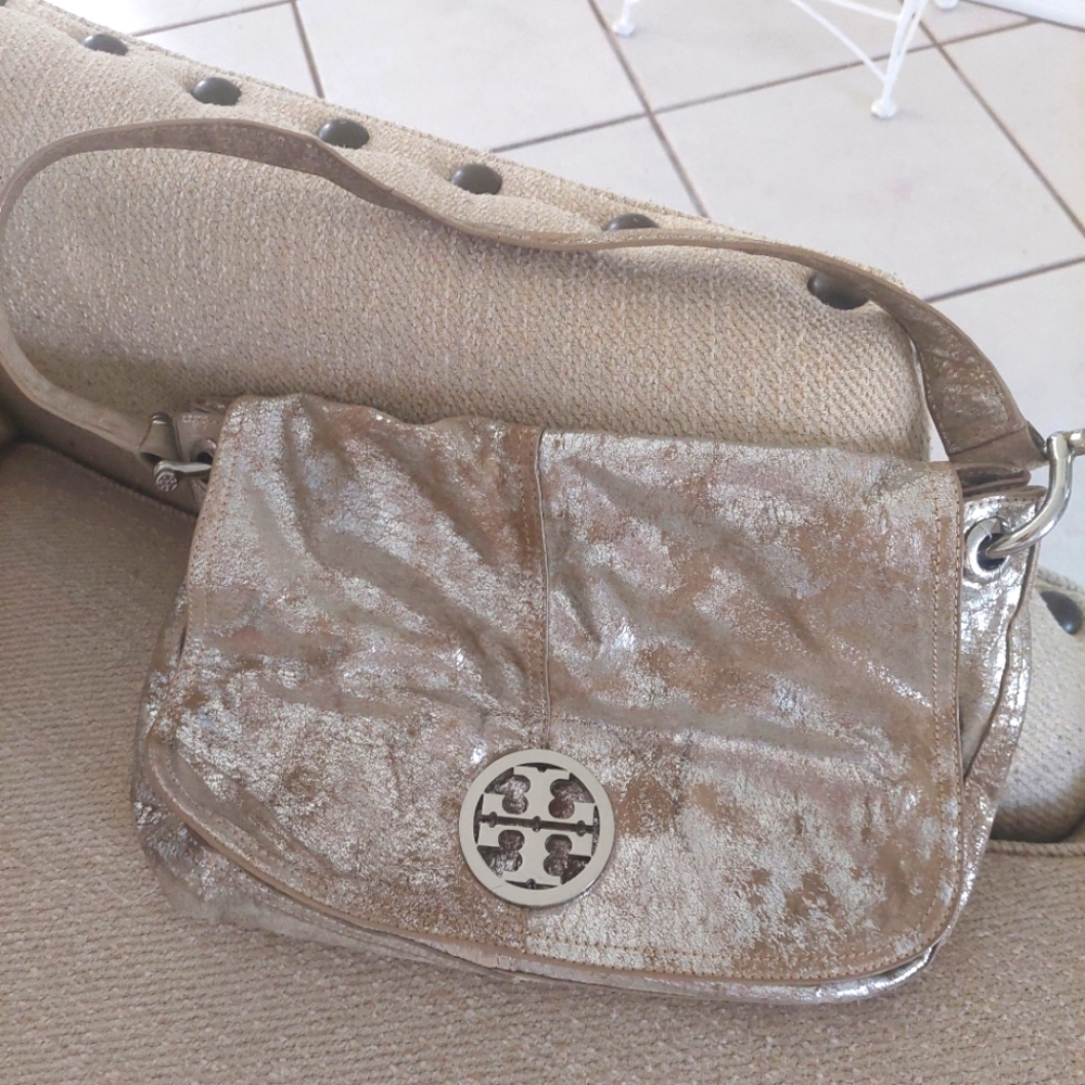 Tori Burch Metallic/Suede Shoulder Bag